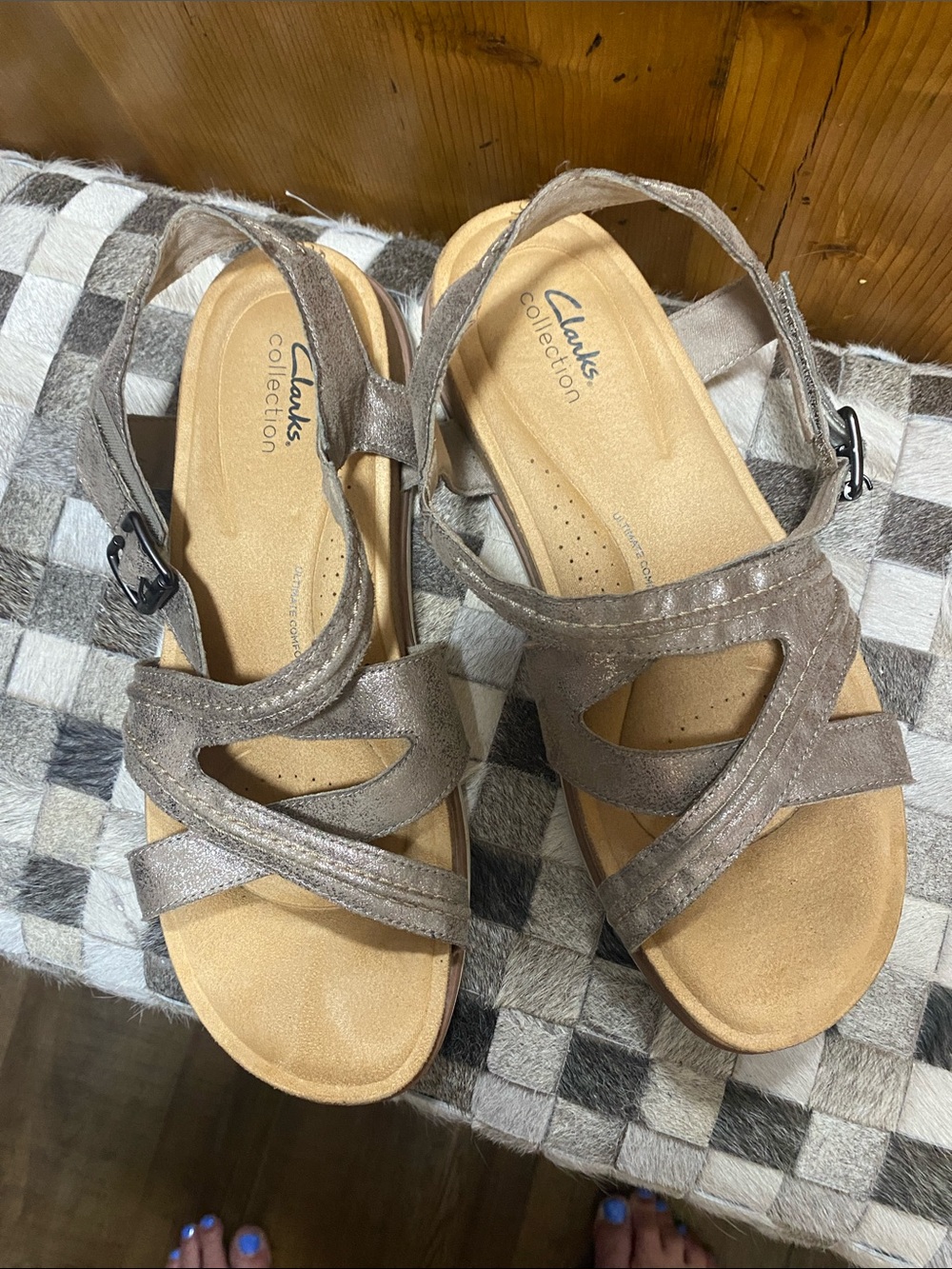 Clarks Taupe Suede Slingback Comfort Sandals
